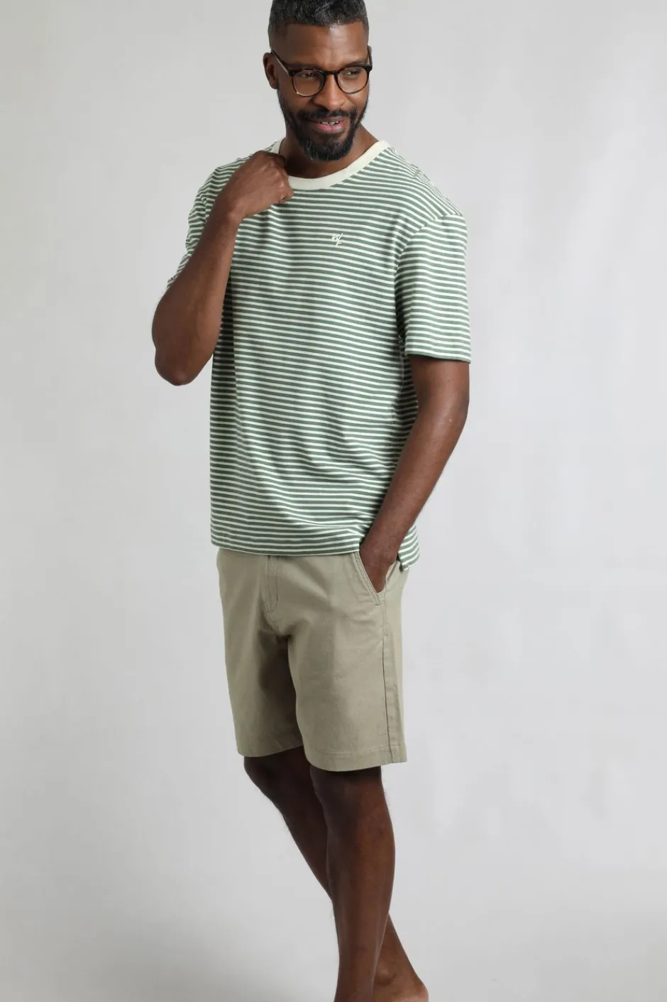 Weird Fish T-Shirts|Adair Super Soft Striped T-Shirt Army Green