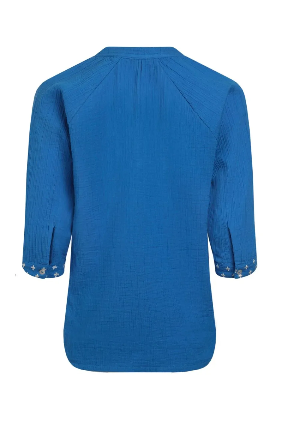 Weird Fish Tunics|Tops & T-Shirts|Adalia Organic Cotton Embroidered Double Cloth Blouse Adriatic Blue