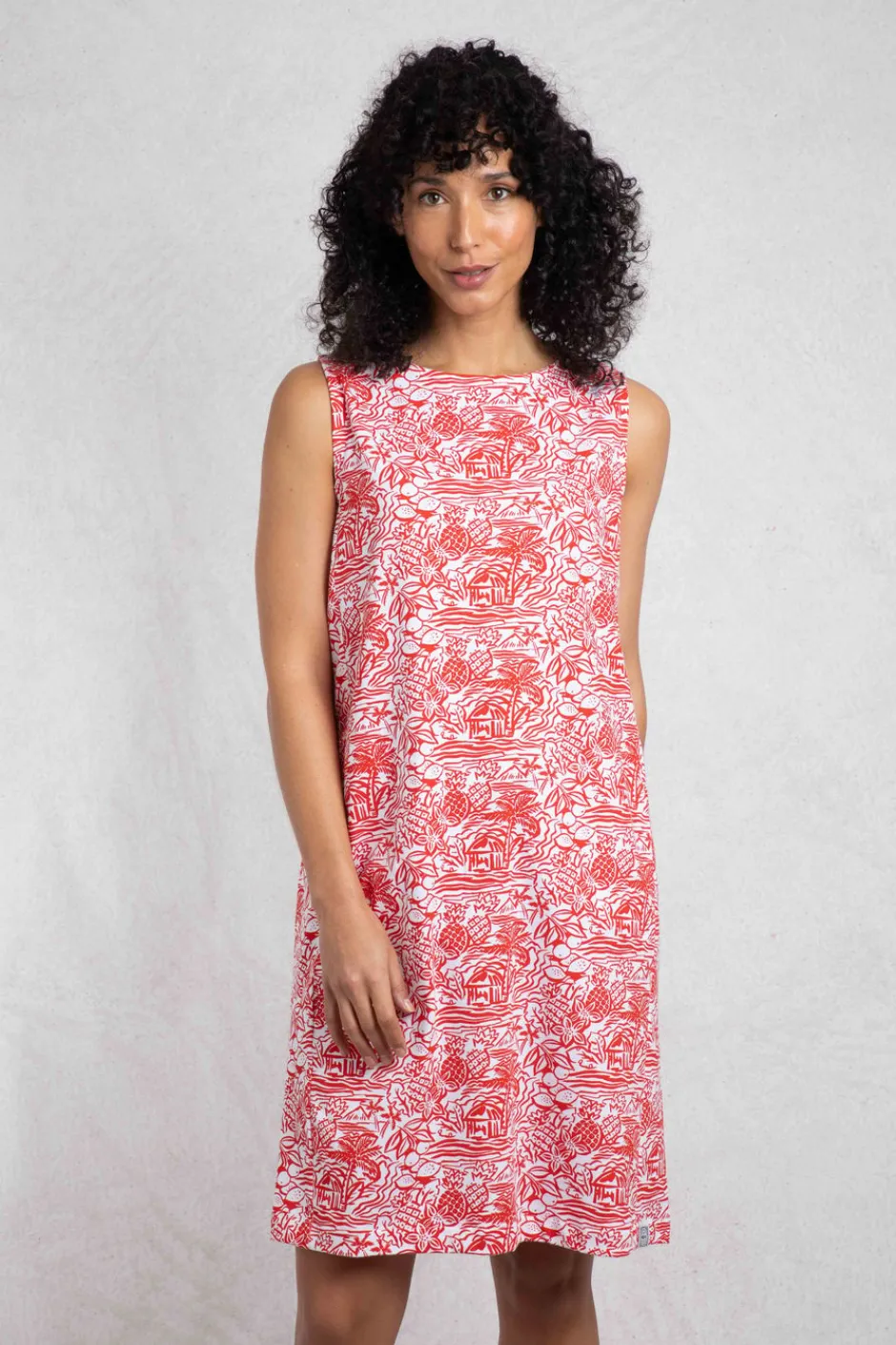Weird Fish Dresses|Adenea Organic Cotton Jersey Shift Dress Rich Red