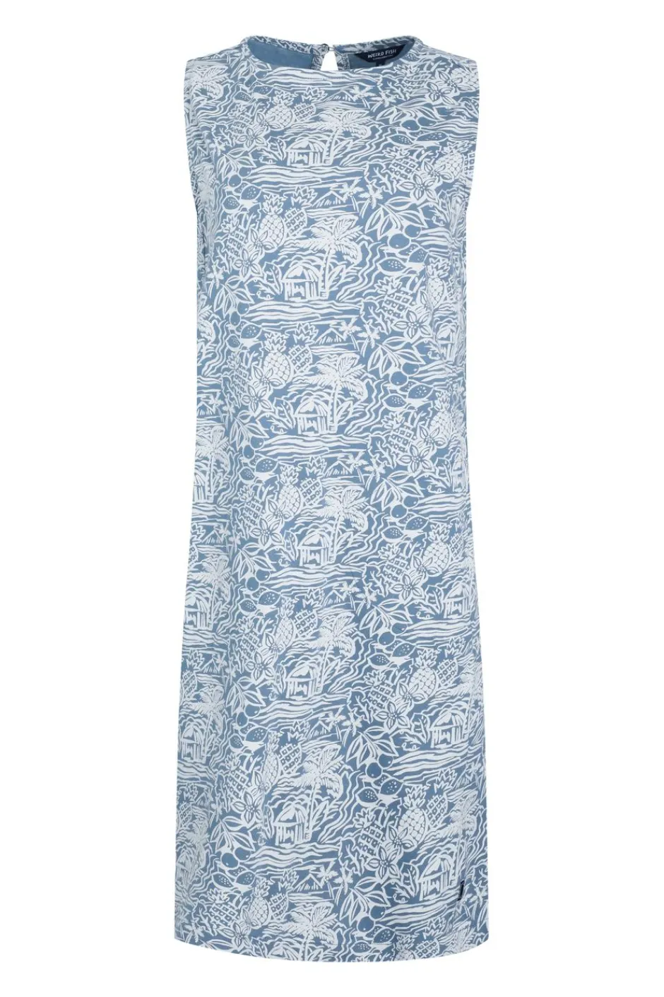 Weird Fish Dresses|Adenea Organic Cotton Jersey Shift Dress Blue Mirage