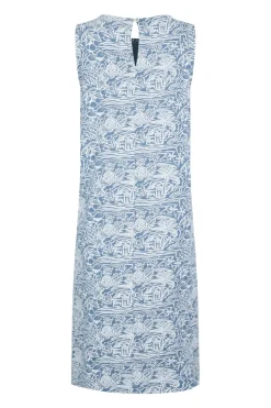 Weird Fish Dresses|Adenea Organic Cotton Jersey Shift Dress Blue Mirage