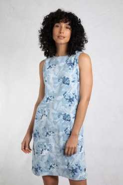 Weird Fish Dresses|Adenea Organic Cotton Jersey Shift Dress Pale Denim