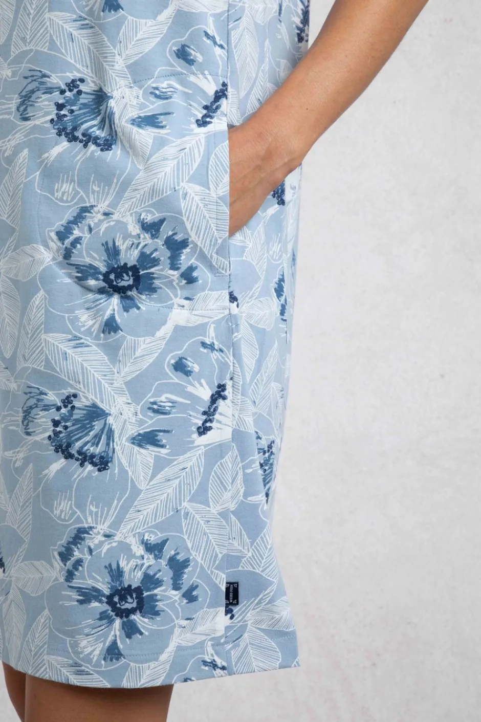 Weird Fish Dresses|Adenea Organic Cotton Jersey Shift Dress Pale Denim