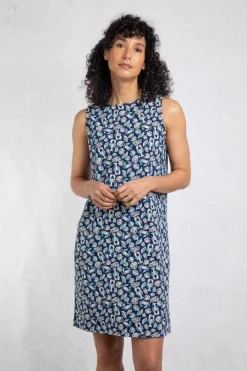 Weird Fish Dresses|Adenea Organic Cotton Jersey Shift Dress Ocean Blue