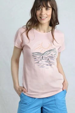 Weird Fish Tunics|Tops & T-Shirts|Adventure Awaits Organic Cotton Front Print T-Shirt Pink