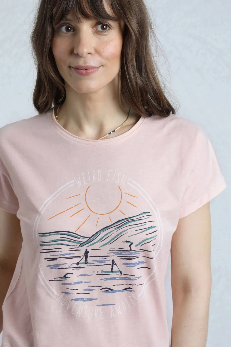 Weird Fish Tunics|Tops & T-Shirts|Adventure Awaits Organic Cotton Front Print T-Shirt Pink
