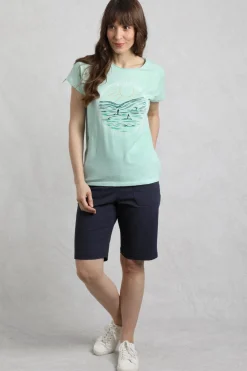 Weird Fish Tunics|Tops & T-Shirts|Adventure Awaits Organic Cotton Front Print T-Shirt Seafoam