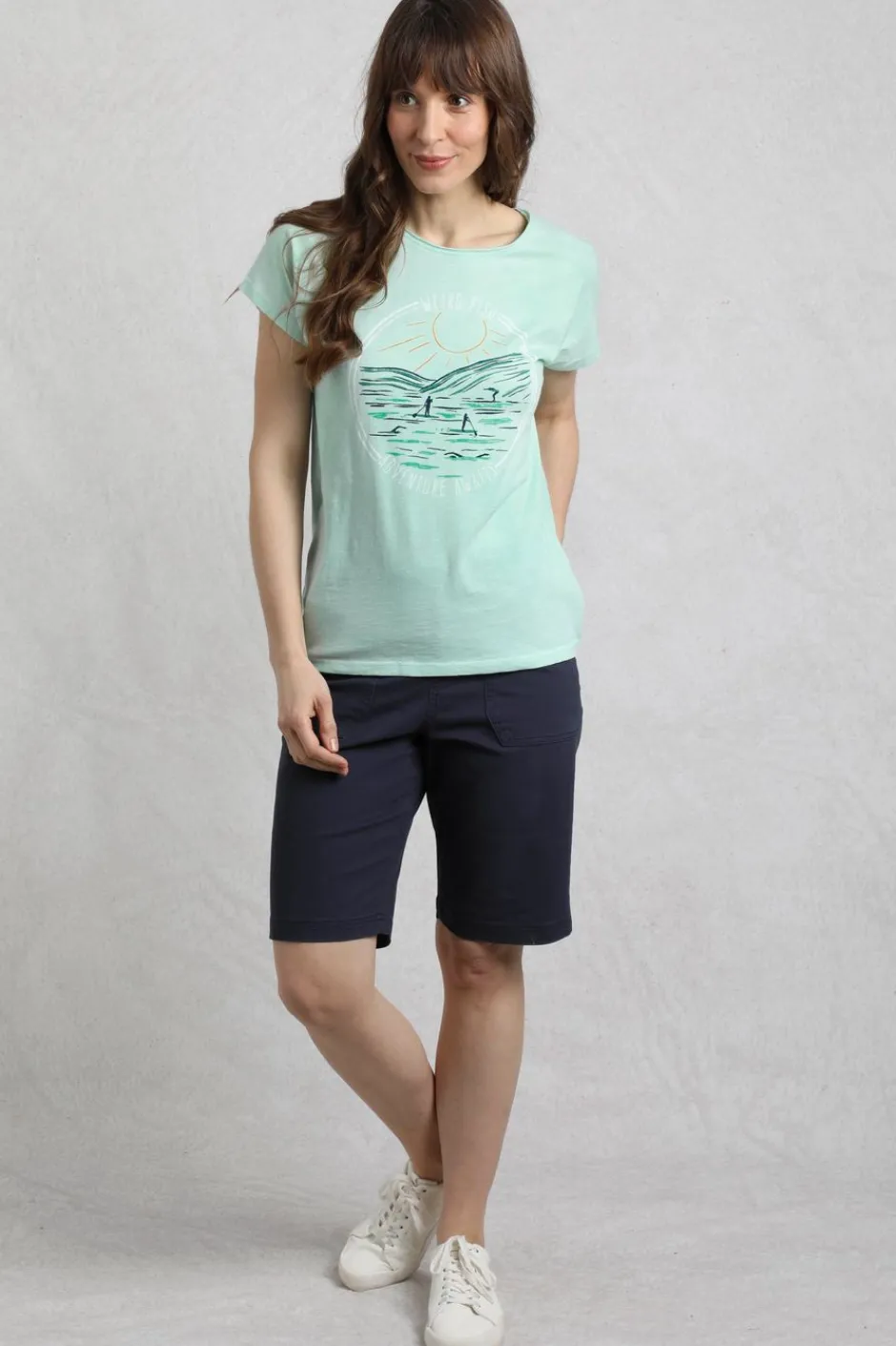 Weird Fish Tunics|Tops & T-Shirts|Adventure Awaits Organic Cotton Front Print T-Shirt Seafoam