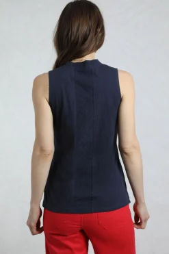 Weird Fish Tunics|Tops & T-Shirts|Ainey Broidery Pocket Vest Navy