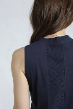 Weird Fish Tunics|Tops & T-Shirts|Ainey Broidery Pocket Vest Navy