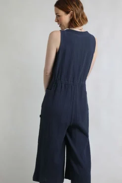 Weird Fish Dresses|Leggings|Alani Organic Cotton Double Cloth Jumpsuit Navy