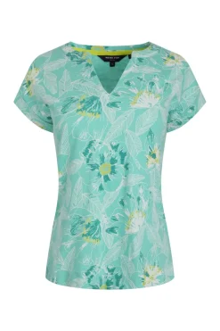 Weird Fish Tunics|Tops & T-Shirts|Alia Organic Cotton Printed Jersey Top Aqua