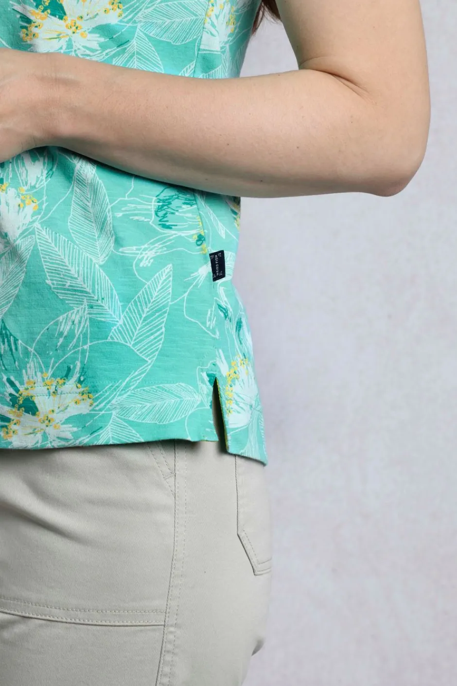 Weird Fish Tunics|Tops & T-Shirts|Alia Organic Cotton Printed Jersey Top Aqua