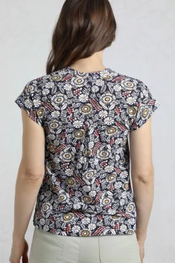Weird Fish Tunics|Tops & T-Shirts|Alia Organic Cotton Printed Jersey Top Navy