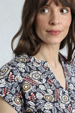 Weird Fish Tunics|Tops & T-Shirts|Alia Organic Cotton Printed Jersey Top Navy