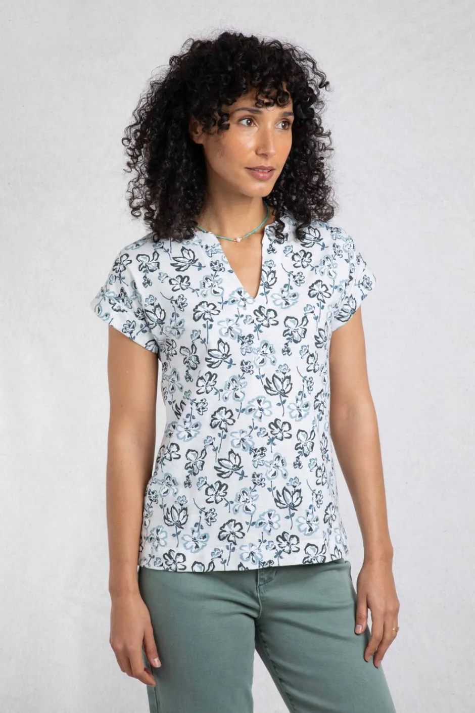 Weird Fish Tunics|Tops & T-Shirts|Alia Organic Cotton Printed Jersey Top Off White