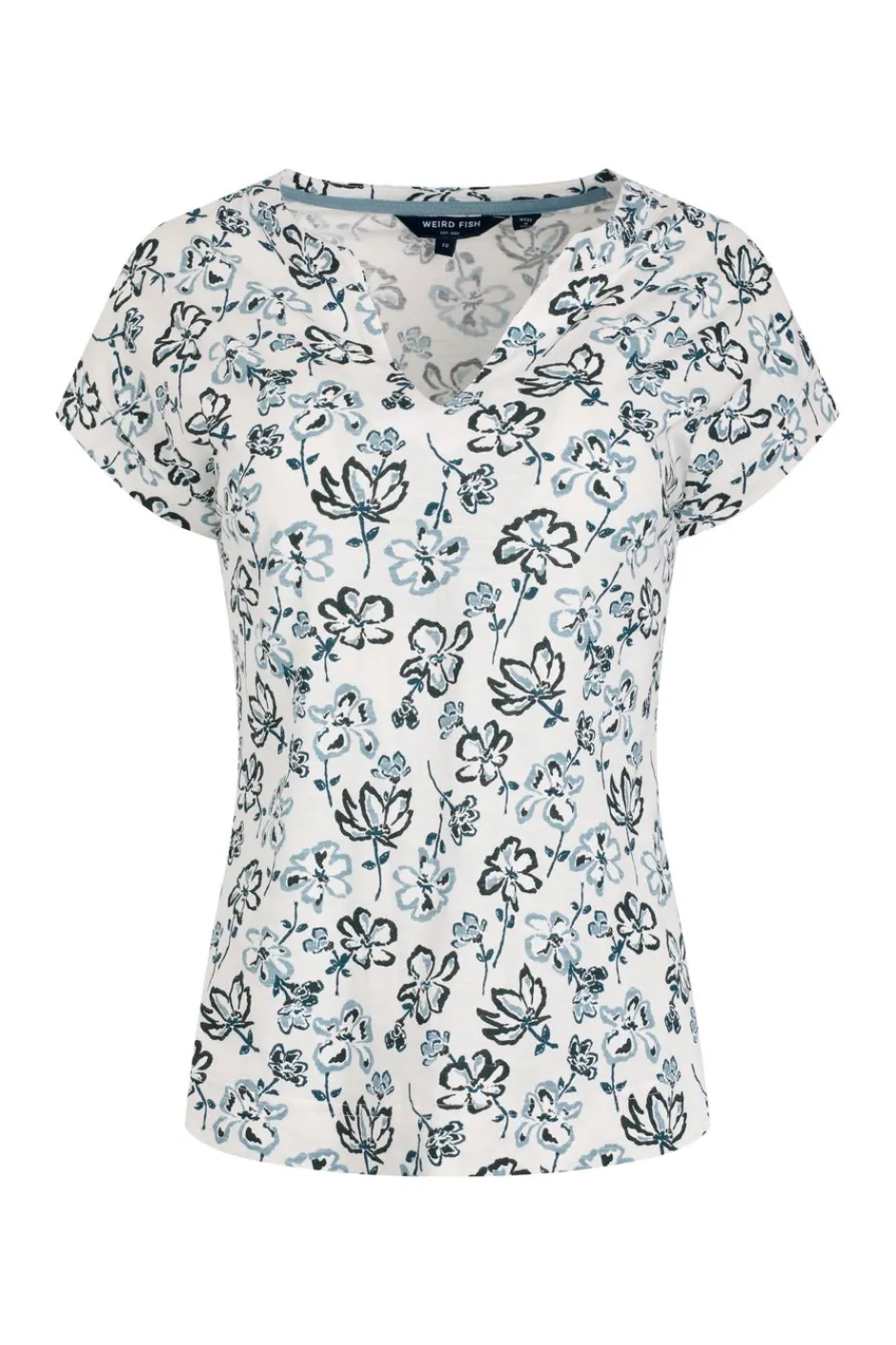 Weird Fish Tunics|Tops & T-Shirts|Alia Organic Cotton Printed Jersey Top Off White