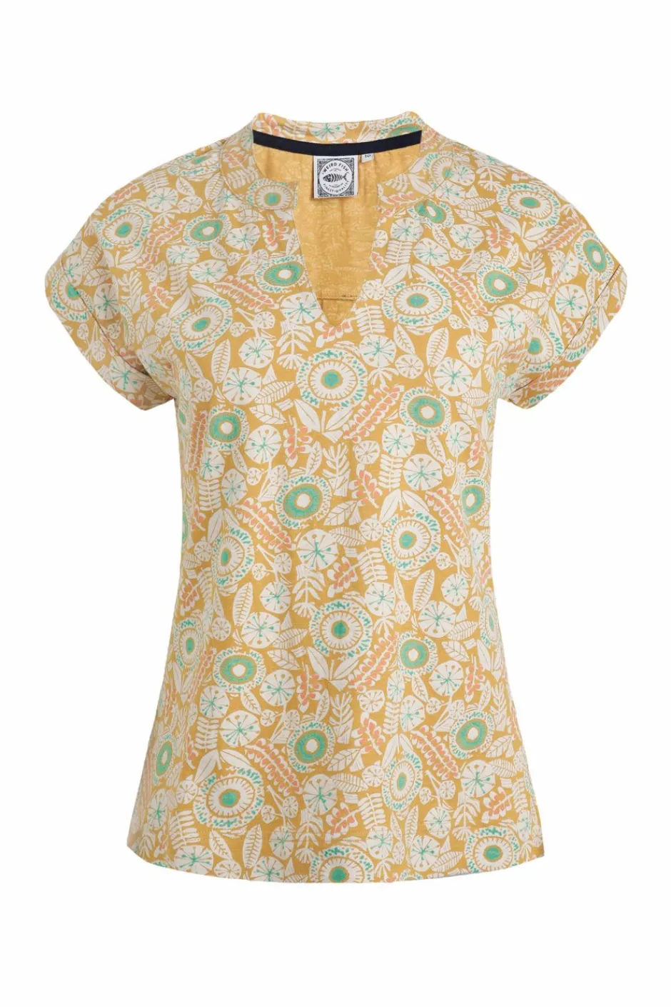 Weird Fish Tunics|Tops & T-Shirts|Alia Organic Cotton Printed Jersey Top Deep Amber