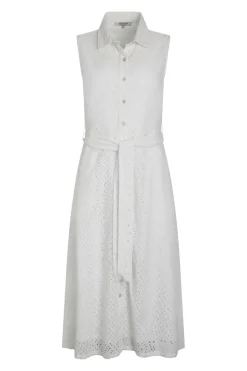 Weird Fish Dresses|Alinda Cotton Broderie Shirt Dress White