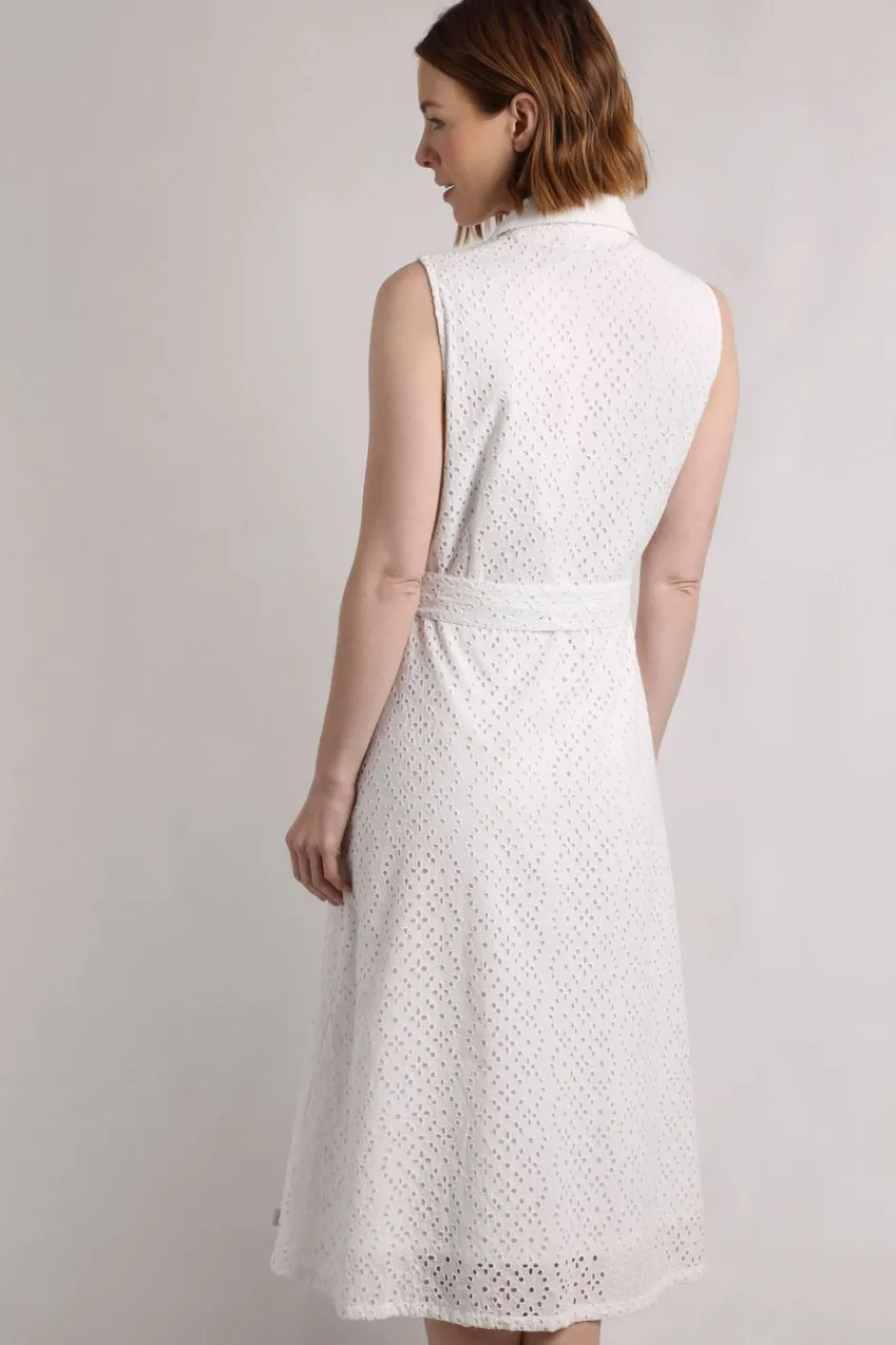 Weird Fish Dresses|Alinda Cotton Broderie Shirt Dress White