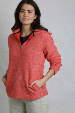 Weird Fish Fleece|Sweatshirts & Hoodies|Alisa Eco 1/4 Zip Snow Marl Fleece Hoodie Tango Red