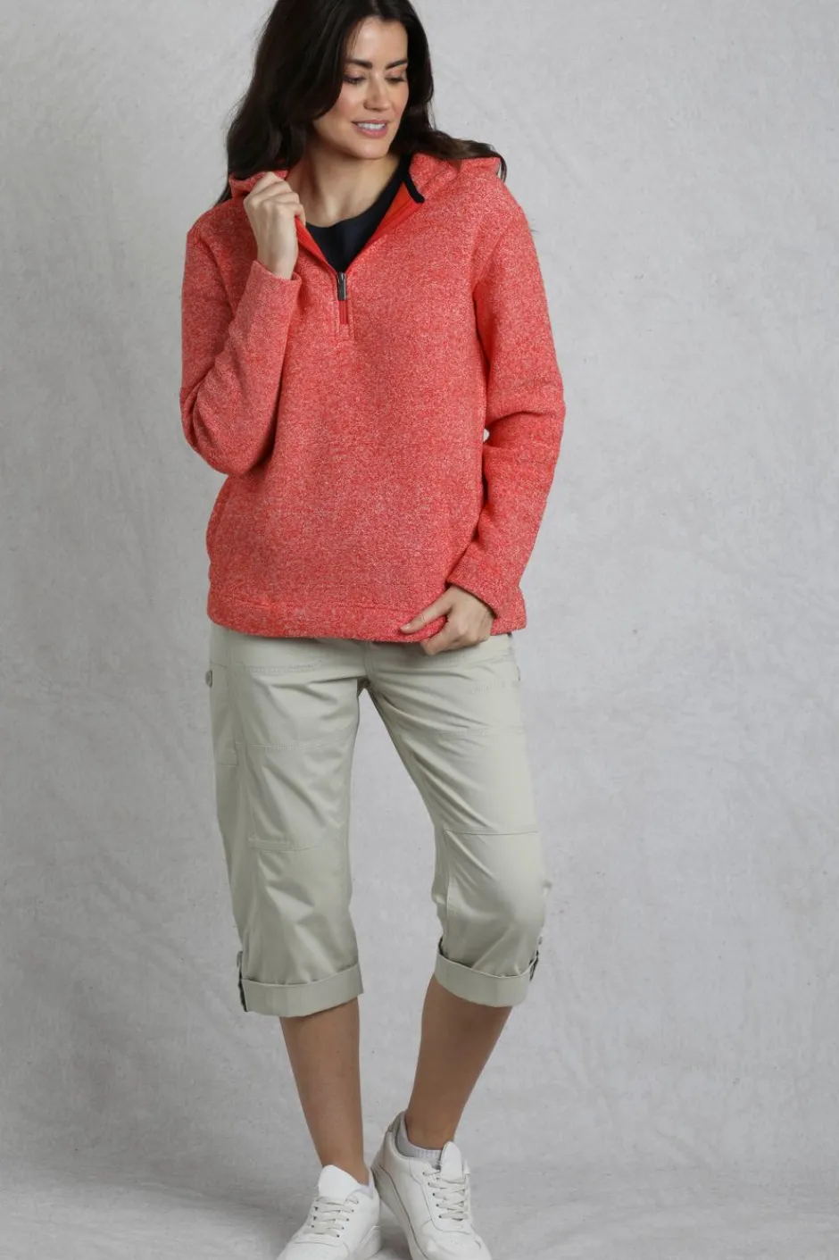 Weird Fish Fleece|Sweatshirts & Hoodies|Alisa Eco 1/4 Zip Snow Marl Fleece Hoodie Tango Red