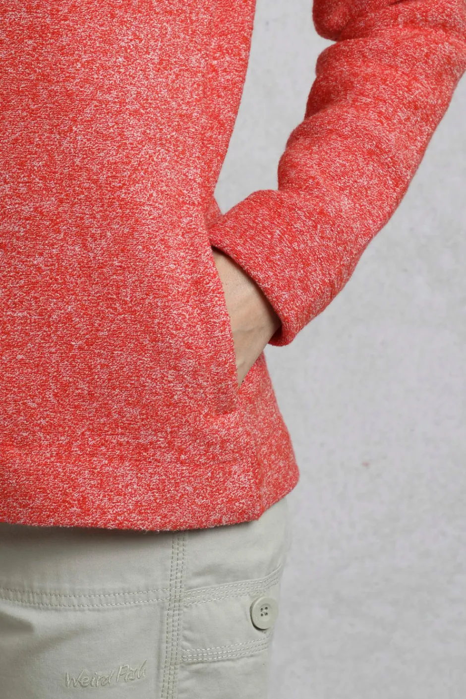 Weird Fish Fleece|Sweatshirts & Hoodies|Alisa Eco 1/4 Zip Snow Marl Fleece Hoodie Tango Red