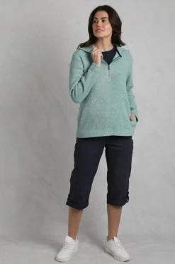 Weird Fish Fleece|Sweatshirts & Hoodies|Alisa Eco 1/4 Zip Snow Marl Fleece Hoodie Mineral Blue