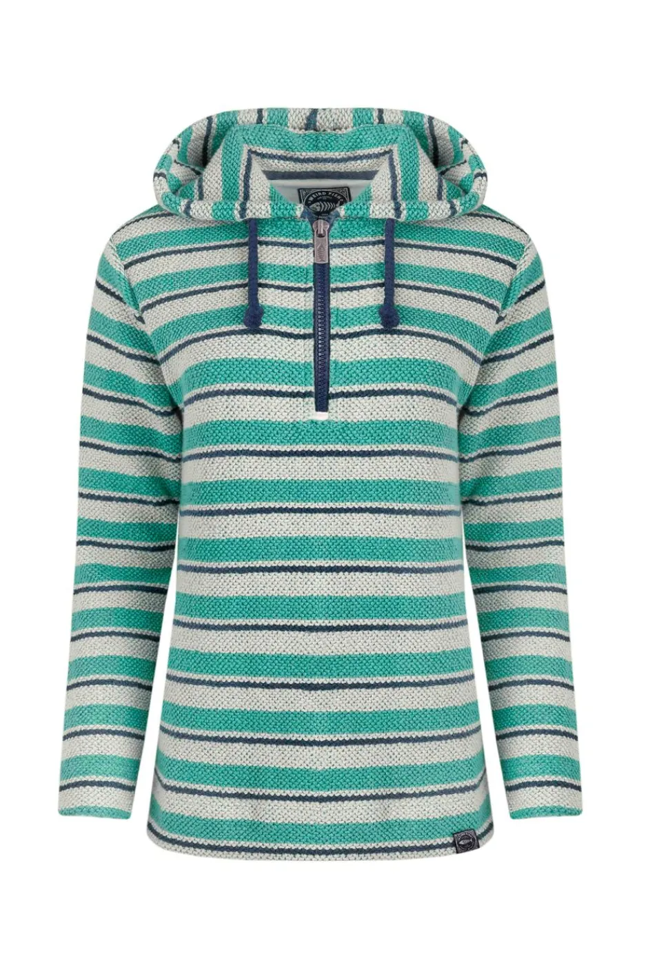 Weird Fish Sweatshirts & Hoodies|Ally Eco 1/4 Zip Stripe Kierra Knit Hoodie Aqua Marine