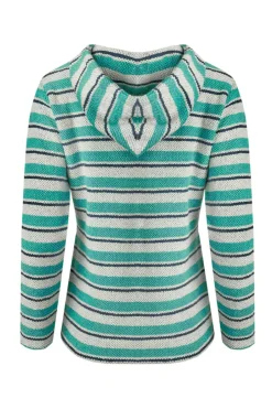 Weird Fish Sweatshirts & Hoodies|Ally Eco 1/4 Zip Stripe Kierra Knit Hoodie Aqua Marine