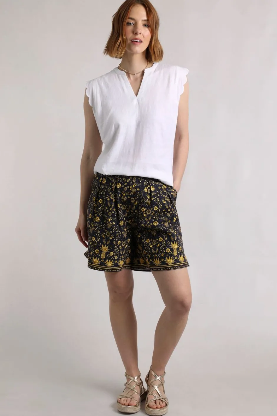 Weird Fish Shorts|Linen|Aloha Linen Rich Printed Shorts Ink