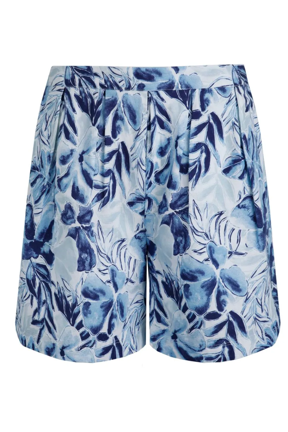 Weird Fish Shorts|Linen|Aloha Linen Rich Printed Shorts Estate blue