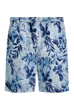 Weird Fish Shorts|Linen|Aloha Linen Rich Printed Shorts Estate blue