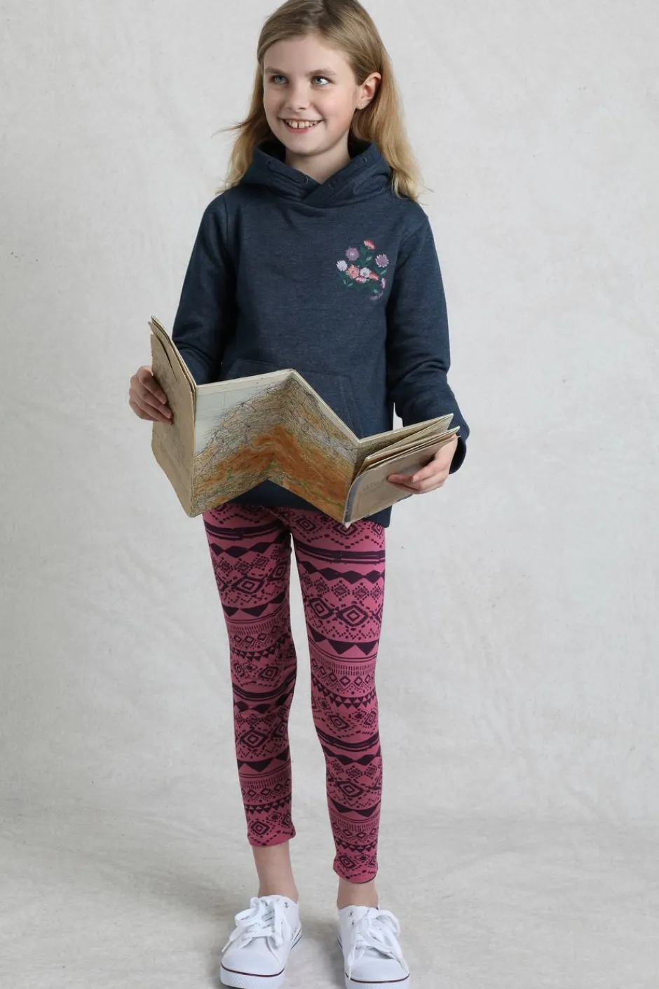 Weird Fish Kids Fleece & Hoodies|Amber Girls Graphic Hoodie Navy