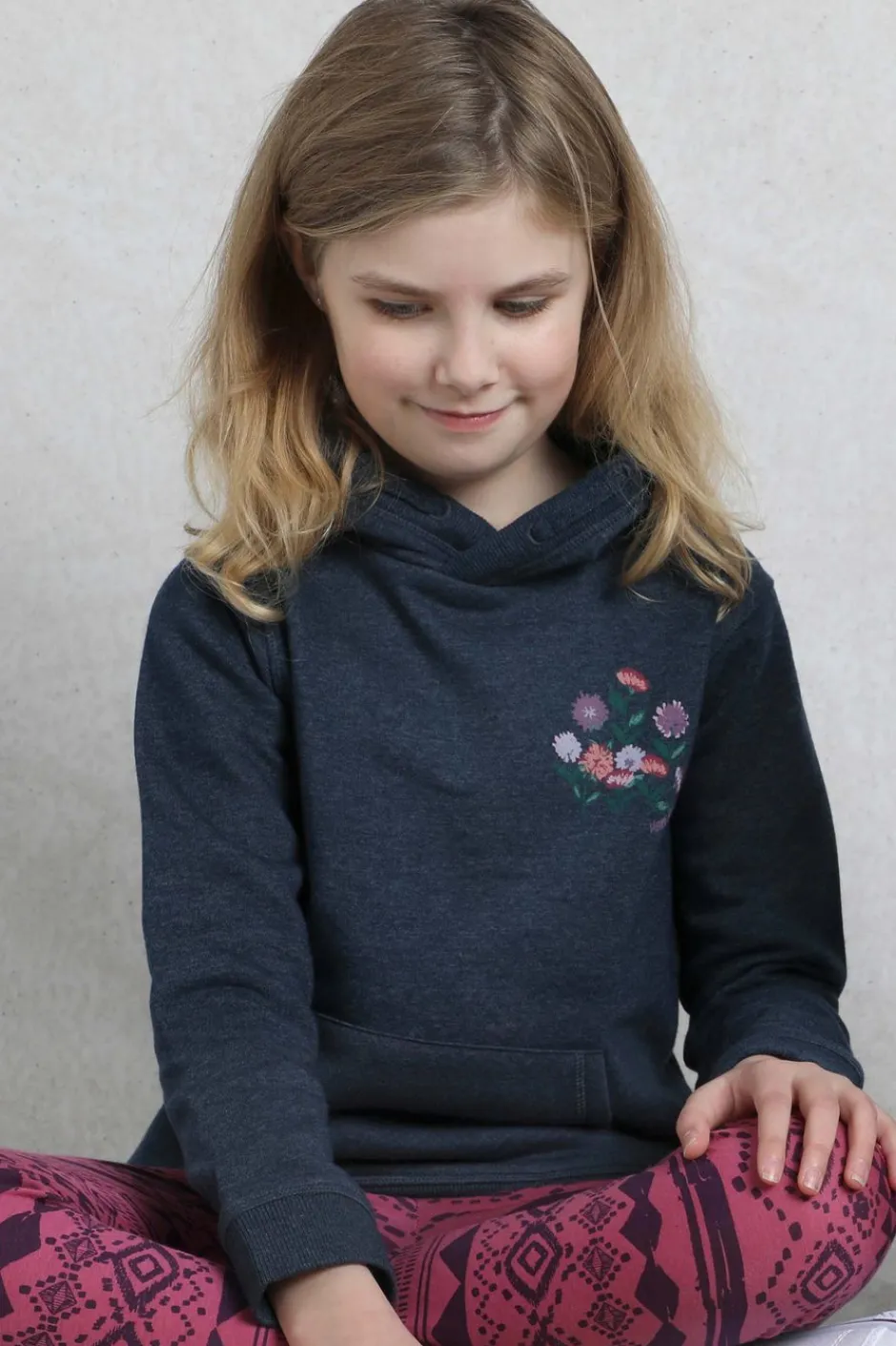 Weird Fish Kids Fleece & Hoodies|Amber Girls Graphic Hoodie Navy