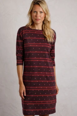 Weird Fish Dresses|Amria Organic Cotton Square Neck Jersey Dress Mulled Wine