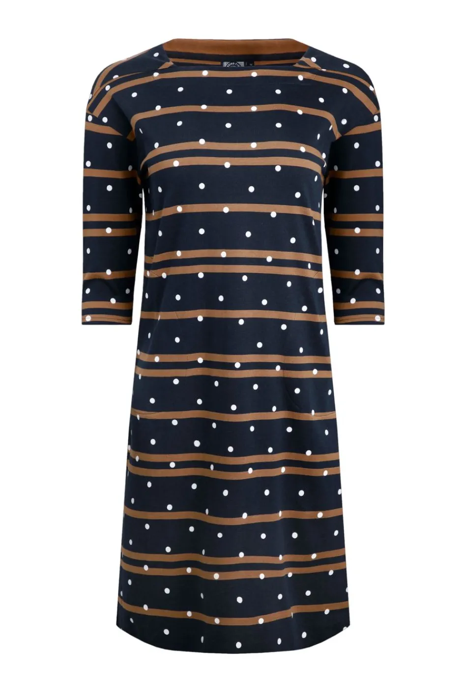 Weird Fish Dresses|Amria Organic Cotton Square Neck Jersey Dress Navy