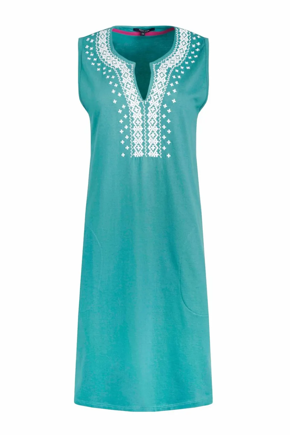 Weird Fish Dresses|Anaya Organic Cotton Embroidered Jersey Shift Dress Viridis