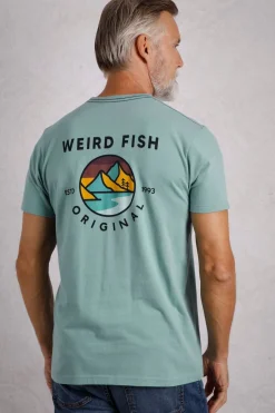 Weird Fish T-Shirts|Andes Back Print Graphic T-Shirt Mineral Blue