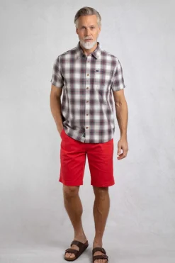 Weird Fish Shirts|Angeles Vintage Wash Short Sleeve Check Shirt Dusty White