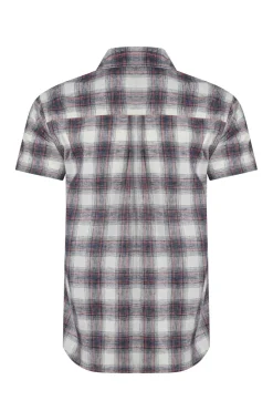 Weird Fish Shirts|Angeles Vintage Wash Short Sleeve Check Shirt Dusty White