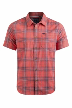 Weird Fish Shirts|Angeles Vintage Wash Short Sleeve Check Shirt Retro Red