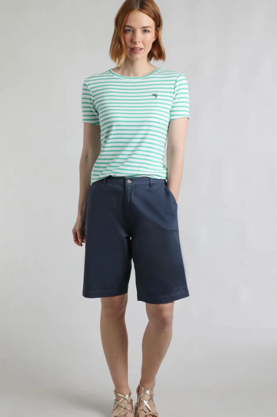 Weird Fish Shorts|Annalise Knee Length Chino Shorts Navy