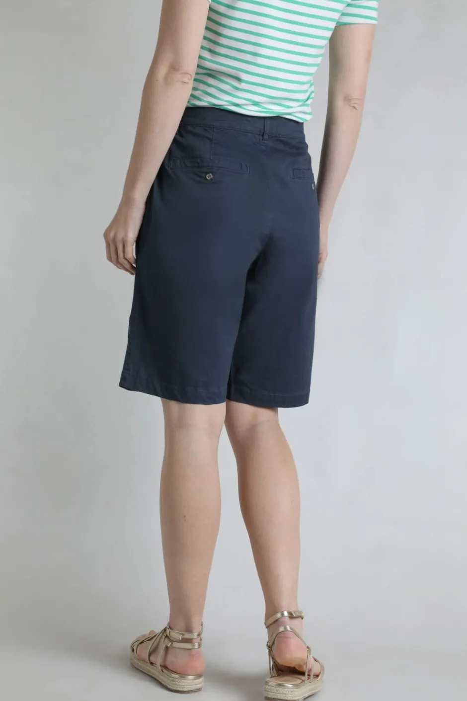 Weird Fish Shorts|Annalise Knee Length Chino Shorts Navy
