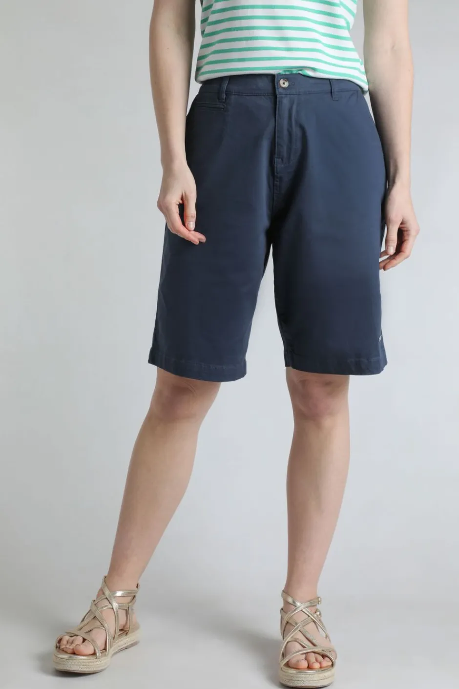 Weird Fish Shorts|Annalise Knee Length Chino Shorts Navy