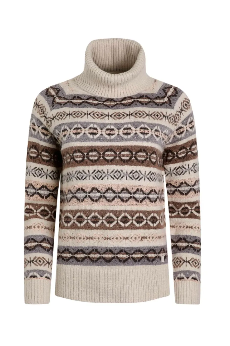 Weird Fish Jumpers & Cardigans|Knitwear|Annecy Eco Fair Isle Roll Neck Jumper Ecru