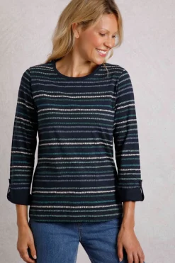 Weird Fish Tunics|Tops & T-Shirts|Anonna Organic Cotton Stripe Jersey T-Shirt Navy