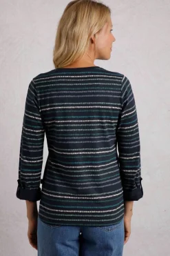 Weird Fish Tunics|Tops & T-Shirts|Anonna Organic Cotton Stripe Jersey T-Shirt Navy