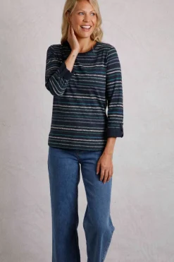 Weird Fish Tunics|Tops & T-Shirts|Anonna Organic Cotton Stripe Jersey T-Shirt Navy