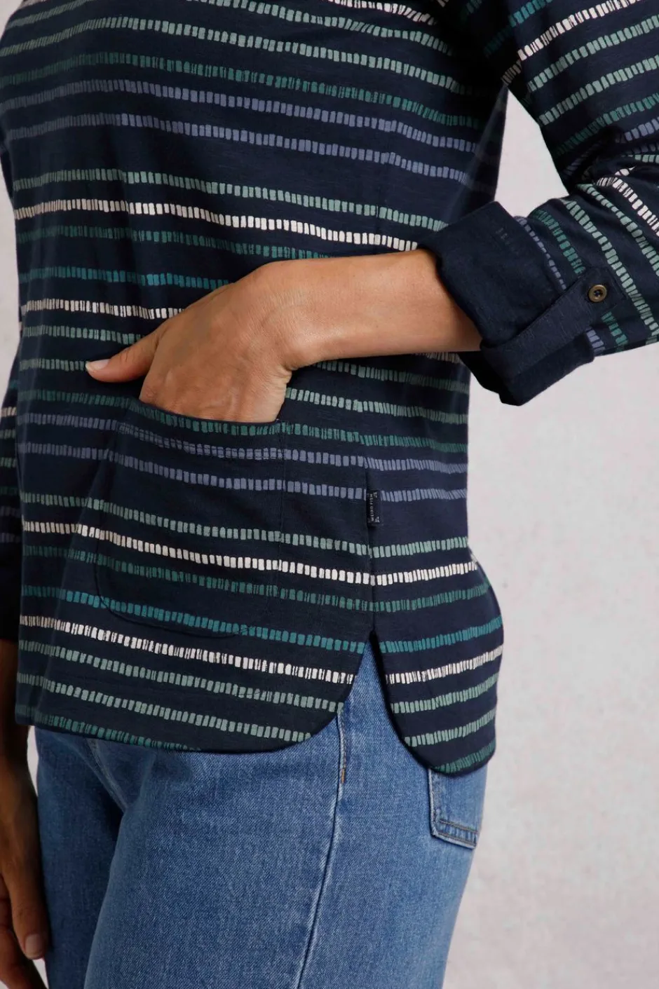 Weird Fish Tunics|Tops & T-Shirts|Anonna Organic Cotton Stripe Jersey T-Shirt Navy